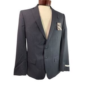 40R Calvin Klein Mens Slim Fit New Sport Coat Jacket Navy Blue Pinstripe Wool